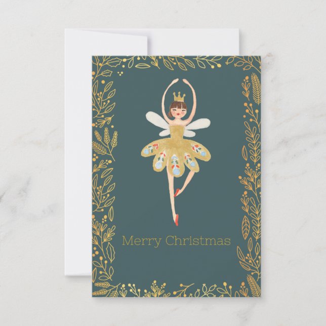 Modern Cute Nutcracker Ballet Christmas Card  Inbjudningar (Framsida)