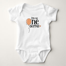 Modern Cute Orange Ballon Onederful Birthday T Shirt