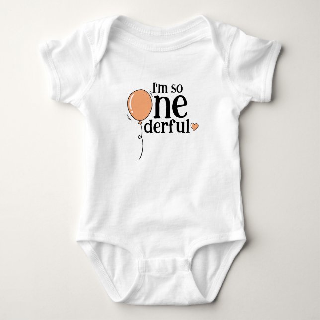 Modern Cute Orange Ballon Onederful Birthday T Shirt (Framsida)