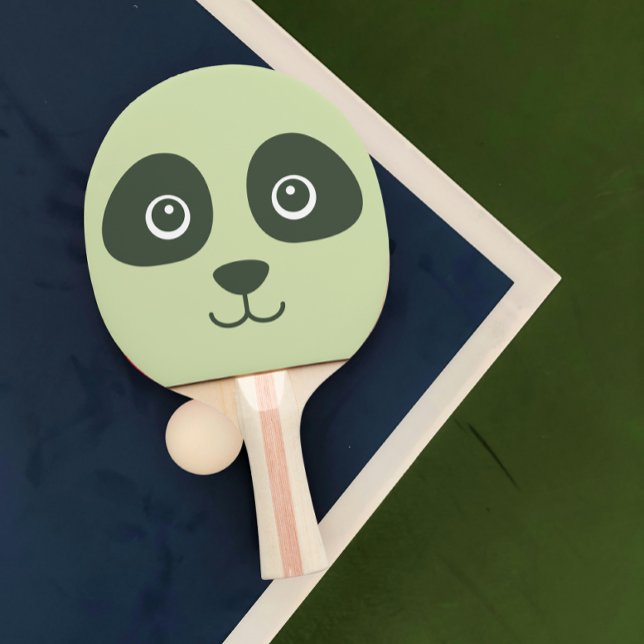 Modern Cute Panda Ansikte Ljust grönt Pingisracket (Modern cute baby panda face ping pong paddle)