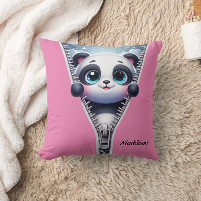 Modern Cute Panda Kids personalize namn Kudde (Filt)