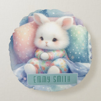 Modern Cute Pastel Bunny Rund Kudde