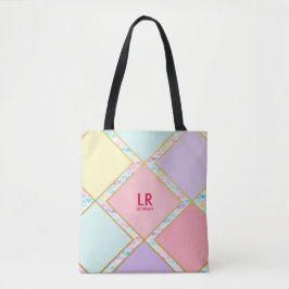 Modern Cute Pastel Geometric Guld Monogram målat Tygkasse