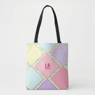 Modern Cute Pastel Geometric Guld Monogram målat Tygkasse