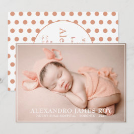 Modern Cute Peach Välkomsthälsning Hej Baby Fotofö Meddelande