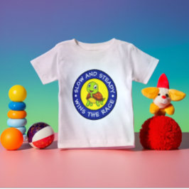 Modern Cute Personlig Baby Tortoise Blue Gult T Shirt