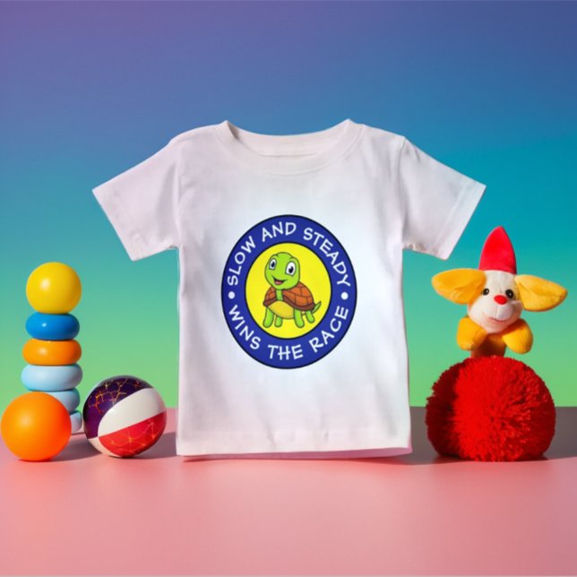 Modern Cute Personlig Baby Tortoise Blue Gult T Shirt (Modern Cute Personalized Baby Tortoise Blue Yellow Baby T-Shirt )