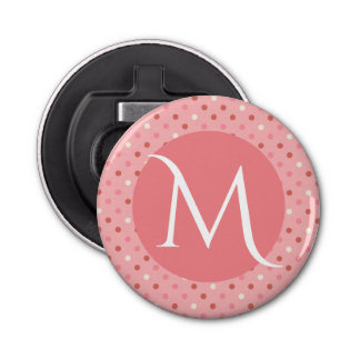 Modern Cute Pink Dotty Monogram Flasköppnare