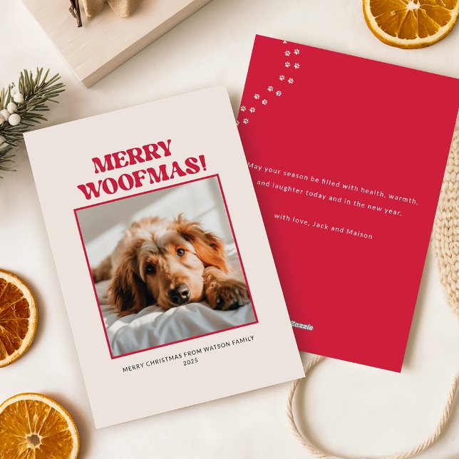 Modern Cute Puppy Dog Pet Photo Picture Christmas Julkort (Skapare uppladdad)