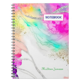 Modern Cute Rainbow Glitter Anteckningsbok
