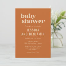 Modern Cute Retro Boho Terracotta Baby Shower