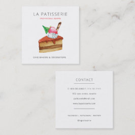 Modern Cute Rosa Cheesecake Bakery Pastry Chef Fyrkantigt Visitkort