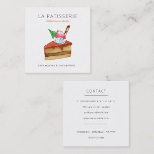 Modern Cute Rosa Cheesecake Bakery Pastry Chef Fyrkantigt Visitkort