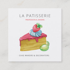 Modern Cute Rosa Cheesecake Bakery Pastry Chef Fyrkantigt Visitkort