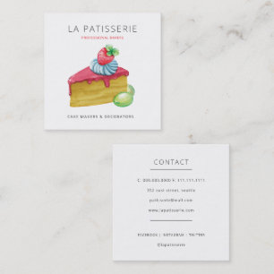 Modern Cute Rosa Cheesecake Bakery Pastry Chef Fyrkantigt Visitkort