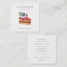 Modern Cute Rosa Cheesecake Bakery Pastry Chef Fyrkantigt Visitkort