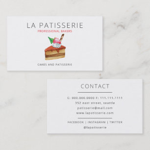 Modern Cute Rosa Cheesecake Bakery Pastry Chef Visitkort