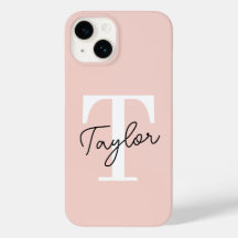 Modern Cute  Rosa Monogram Namn Girly-skript