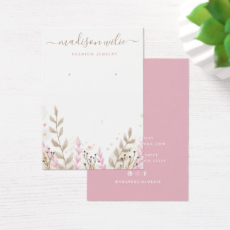 Modern Cute Rosa Simple Watercolor Blommigt Earrin Visitkort