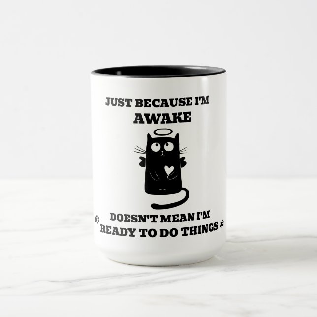 Modern Cute Saint Black Cat Mugg (Center)