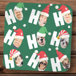 Modern Cute Santa Hats Nine Family Photos Fyrkantigt Klistermärke<br><div class="desc">Den här enkla och moderna designen består av lekfull skripttypografi.</div>