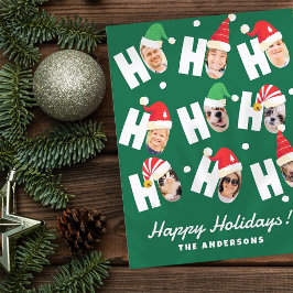 Modern Cute Santa Hats Nine Family Photos Helg Vykort