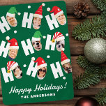 Modern Cute Santa Hats Nine Family Photos Julkort<br><div class="desc">Den här enkla och moderna designen består av lekfull skripttypografi.</div>