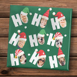 Modern Cute Santa Hats Nine Family Photos Magnet<br><div class="desc">Den här enkla och moderna designen består av lekfull skripttypografi.</div>