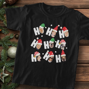 Modern Cute Santa Hats Nine Family Photos T Shirt