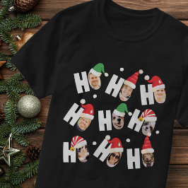 Modern Cute Santa Hats Nine Family Photos T Shirt