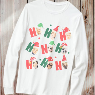 Modern Cute Santa Hats Nine Family Photos T Shirt