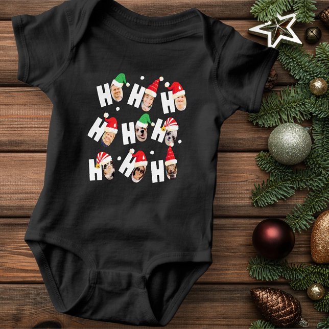 Modern Cute Santa Hats Nine Family Photos T Shirt (Skapare uppladdad)