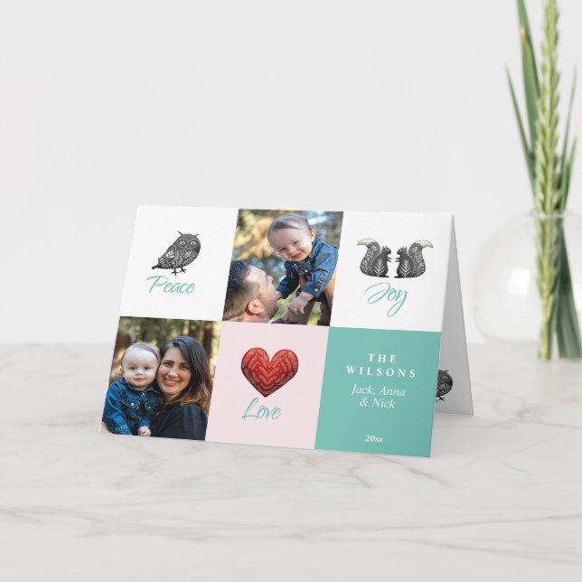 Modern Cute Scandinavian PhoPriol-jul Helgkort (Framsida)