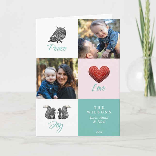 Modern Cute Scandinavian PhoPriol-jul Helgkort (Framsida)