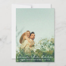 Modern Cute Script Photo Save Date Card Magnet