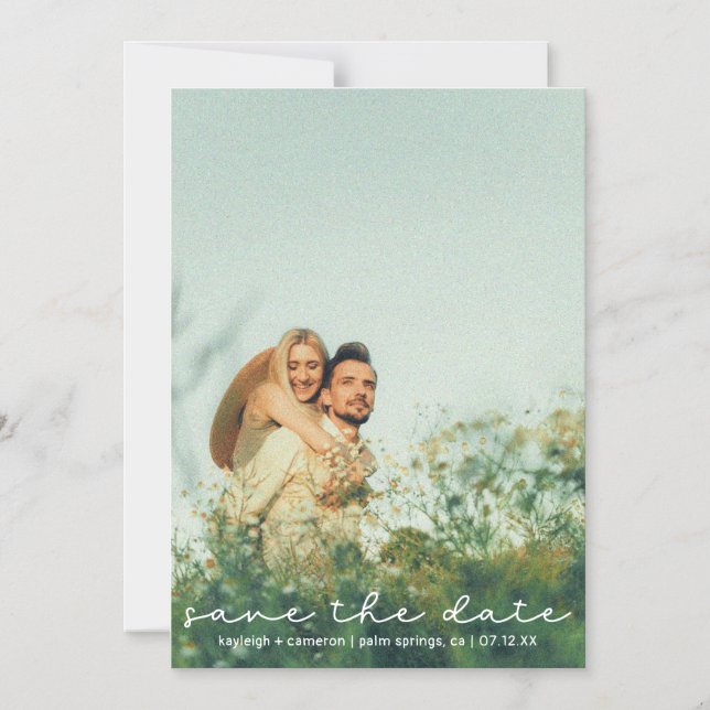 Modern Cute Script Photo Save Date Card Magnet (Framsida)