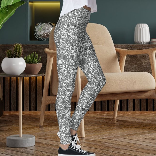 Modern Cute Silver Gnistra Glitter Struktur Mönste Leggings (Skapare uppladdad)
