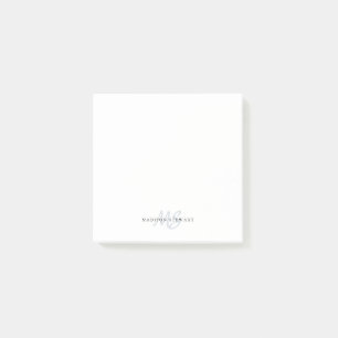 Modern Cute Silver Grått-penselskript två Monogram Post-it Block