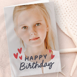 Modern Cute Simple Anpassningsbar Foto Birthday Hä Kort