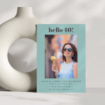 Modern Cute Simple Aqua 40:e födelsedag Party foto Inbjudningar<br><div class="desc">Modern Cute Simple Aqua Blue 40:e födelsedag med foto Party</div>