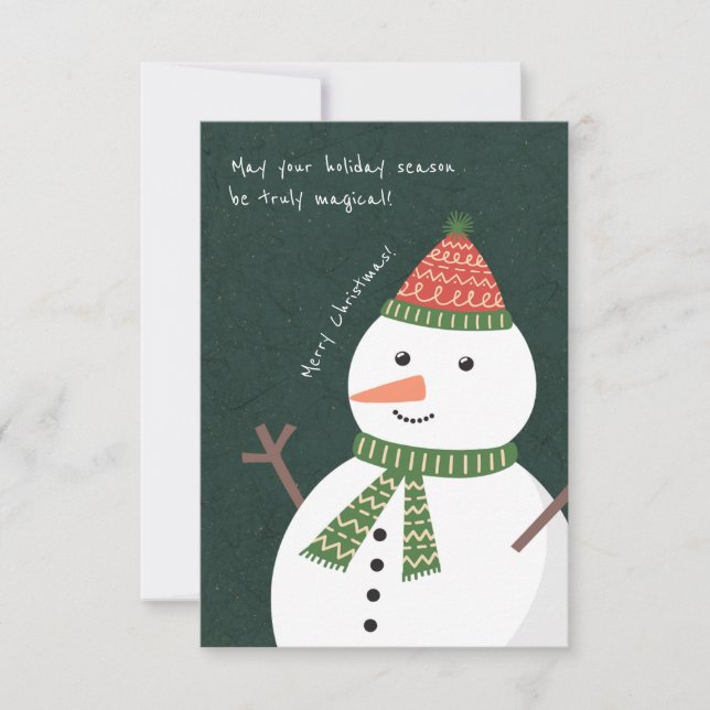 Modern Cute Simple Julafton Snögubbe Helgdag Anpas Kort (Framsida)