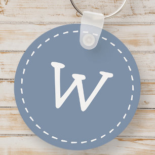Modern Cute Simple Stitch Anpassningsbar Monogram Nyckelring