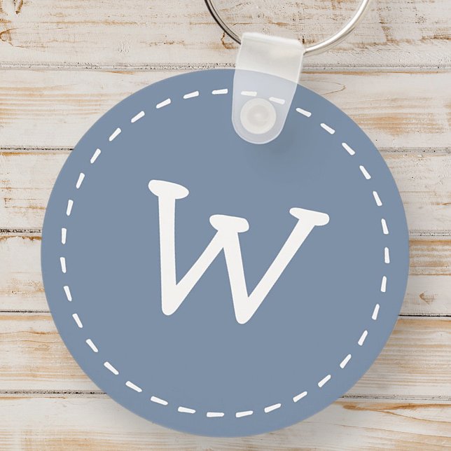 Modern Cute Simple Stitch Anpassningsbar Monogram Nyckelring (Skapare uppladdad)