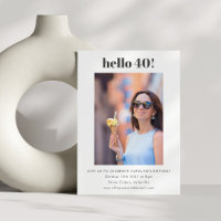 Modern Cute Simple White 40th Birthday Party Photo