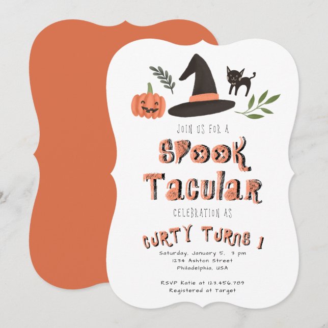 Modern Cute Spooktacular Halloween Birthday (Fram/baksida)