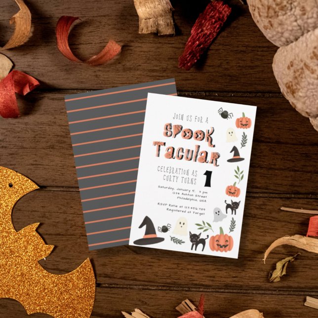Modern Cute Spooktacular Halloween Birthday Inbjudningar (Skapare uppladdad)