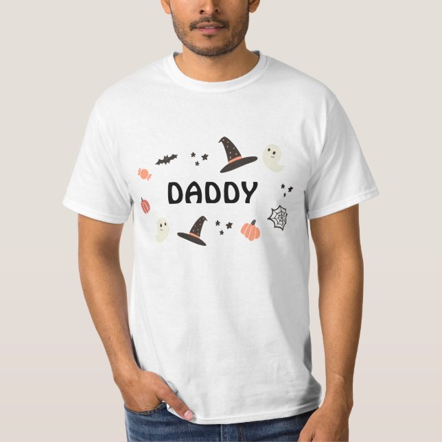Modern Cute Spooky One Halloween Birthday Pappa T Shirt (Framsida)