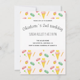 Modern Cute Summer Candy Party Watercolor Mönster Meddelande