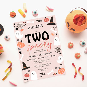 Modern Cute Two Taloky Halloween 2:a födelsedagen Inbjudningar