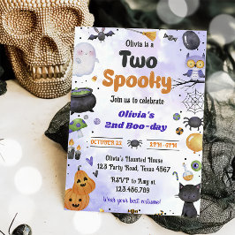 Modern Cute Two Taloky Halloween 2:a födelsedagen Inbjudningar